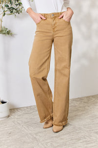 Thumbnail for RISEN Full Size Fringe Hem Wide Leg Jeans