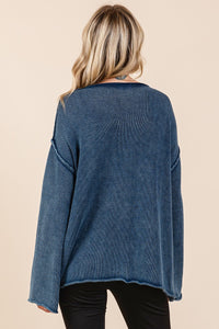 Thumbnail for Mittoshop Mineral Wash Patch Pocket Cut Edge Sweater