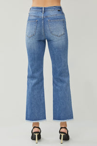 Thumbnail for RISEN High Waist Raw Hem Slit Straight Jeans