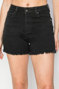 Thumbnail for RISEN Full Size High Waist Raw Hem Denim Shorts