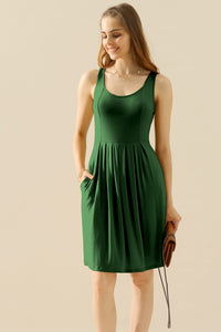 Thumbnail for Doublju Full Size Round Neck Ruched Sleeveless Dress with Pockets