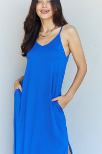 Thumbnail for Ninexis Good Energy Full Size Cami Side Slit Maxi Dress in Royal Blue