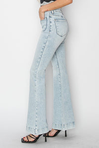 Thumbnail for Risen Full Size High Rise Front Patch Pocket Flare Jeans