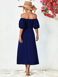 Thumbnail for Off-Shoulder Balloon Sleeve Midi Dress