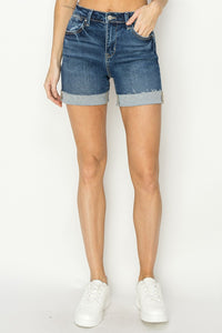 Thumbnail for RISEN High Rise Cuffed Denim Shorts