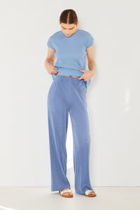 Thumbnail for Marina West Swim Rib Pleated Elastic-Waist Wide Leg Pants