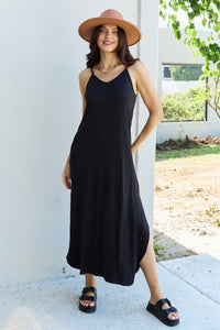 Thumbnail for Ninexis Good Energy Full Size Cami Side Slit Maxi Dress in Black