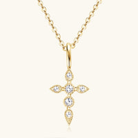 Thumbnail for 925 Sterling Silver Moissanite Cross Pendant Necklace