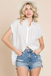 Thumbnail for Culture Code Eyelet Crisscross Back Button Up Shirt