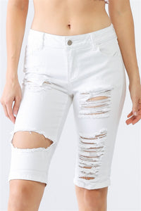 Thumbnail for LITZ LA Distressed Bermuda Denim Shorts