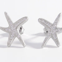 Thumbnail for 925 Sterling Silver Inlaid Zircon Starfish Earrings