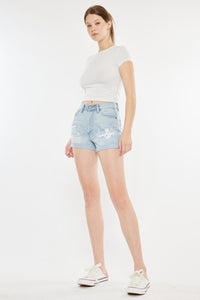 Thumbnail for Kancan High Rise Repaired Mom Denim Shorts