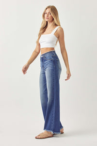 Thumbnail for RISEN High Waist Raw Hem Wide Leg Jeans