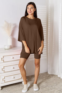 Thumbnail for Basic Bae Full Size Soft Rayon Three-Quarter Sleeve Top and Shorts Set