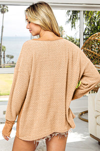 Thumbnail for BiBi Thumb Opening Long Sleeve Top with Kangaroo Pocket