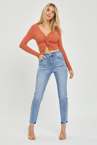 Thumbnail for RISEN Full Size High Rise Frayed Hem Skinny Jeans