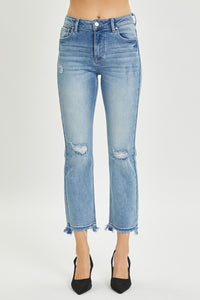 Thumbnail for RISEN Full Size High Rise Distressed Cropped Straight Jeans