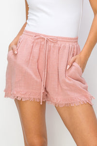 Thumbnail for HYFVE Drawstring Frayed Shorts