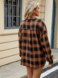 Thumbnail for Plaid Collared Neck Long Sleeve Shirt