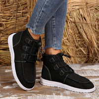 Thumbnail for Lace-Up Round Toe Flat Sneakers