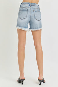 Thumbnail for RISEN High Rise Side Step Hem Denim Shorts