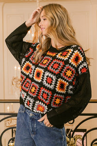 Thumbnail for BiBi Granny Square Front Long Sleeve Top