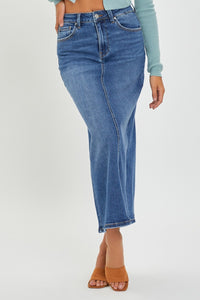 Thumbnail for RISEN High Rise Back Slit Denim Skirt