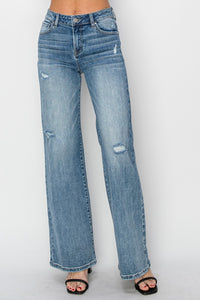 Thumbnail for RISEN Full Size High Waist Distressed Wide Leg Jeans