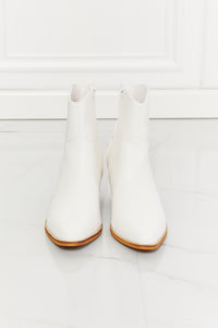 Thumbnail for MMShoes Watertower Town Faux Leather Western Ankle Boots in White