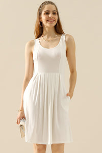 Thumbnail for Doublju Full Size Round Neck Ruched Sleeveless Dress with Pockets