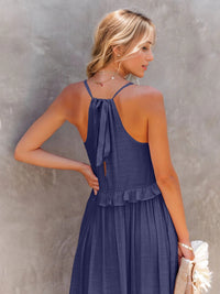 Thumbnail for Ruffled Sleeveless Tiered Maxi Dress with Pockets