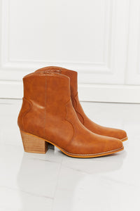 Thumbnail for MMShoes Watertower Town Faux Leather Western Ankle Boots in Ochre