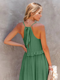 Thumbnail for Ruffled Sleeveless Tiered Maxi Dress with Pockets