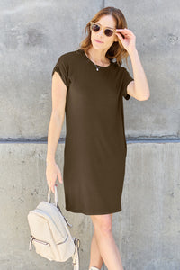 Thumbnail for Basic Bae Full Size Round Neck Short Sleeve Dress with Pockets