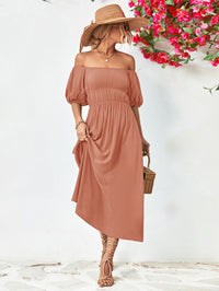 Thumbnail for Off-Shoulder Balloon Sleeve Midi Dress