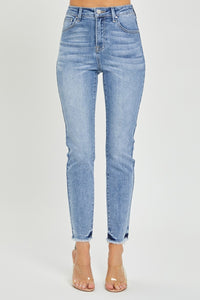 Thumbnail for RISEN Full Size High Rise Frayed Hem Skinny Jeans