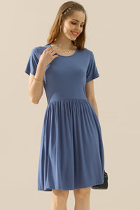 Thumbnail for Ninexis Full Size Round Neck Ruched Dress with Pockets