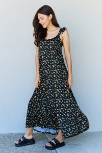 Thumbnail for Doublju In The Garden Ruffle Floral Maxi Dress in  Black Yellow Floral