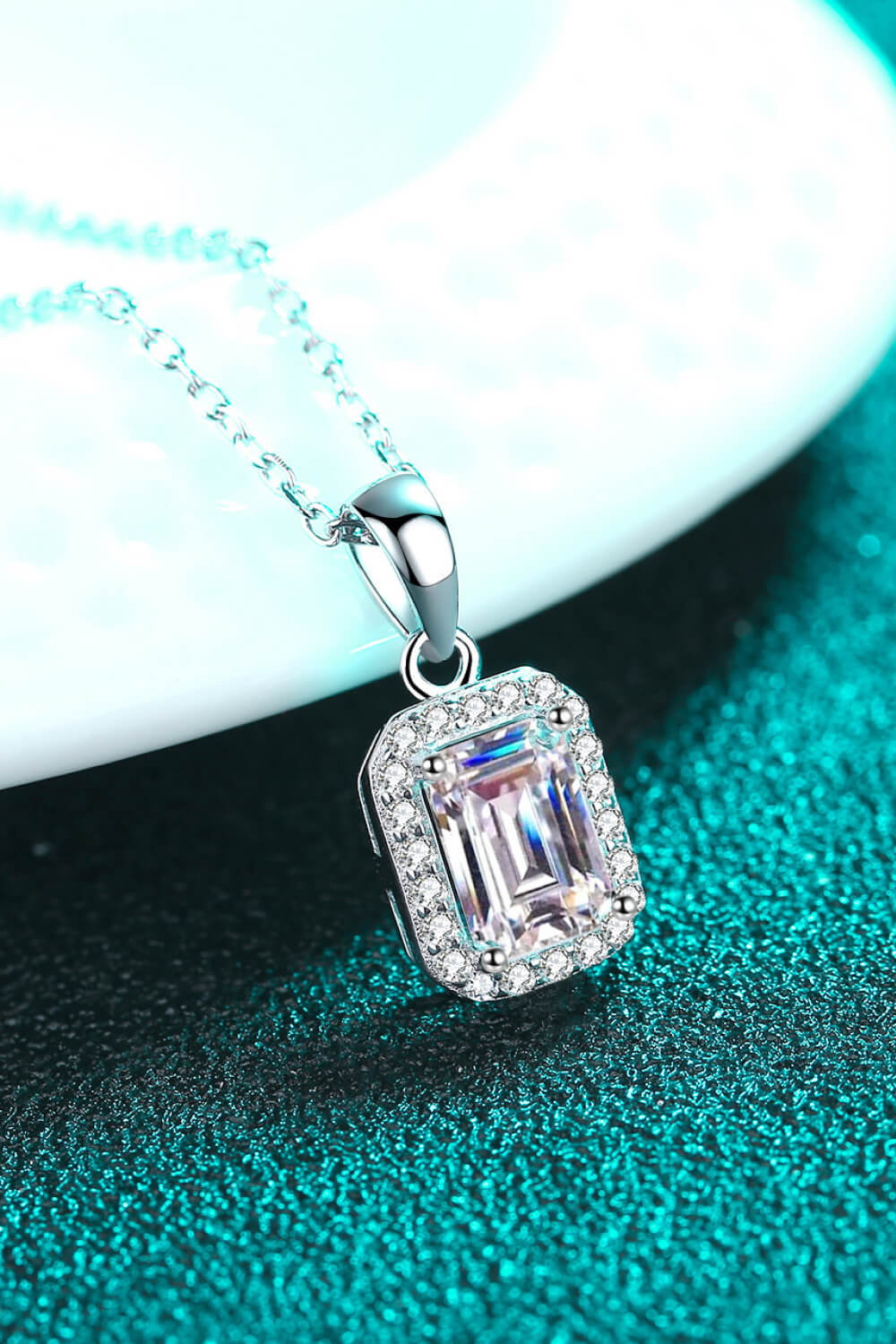 Square Moissanite Pendant Chain Necklace