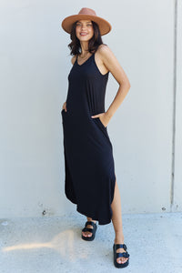 Thumbnail for Ninexis Good Energy Full Size Cami Side Slit Maxi Dress in Black