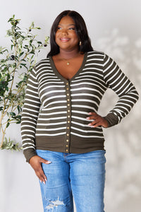 Thumbnail for Zenana Full Size Striped Snap Down Cardigan