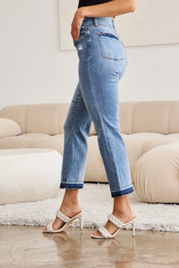 Thumbnail for Judy Blue Full Size Release Hem Cropped Bootcut Jeans