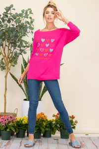 Thumbnail for Celeste Full Size Heart Graphic Long Sleeve T-Shirt