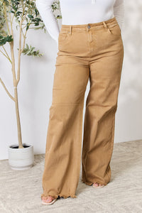 Thumbnail for RISEN Full Size Fringe Hem Wide Leg Jeans