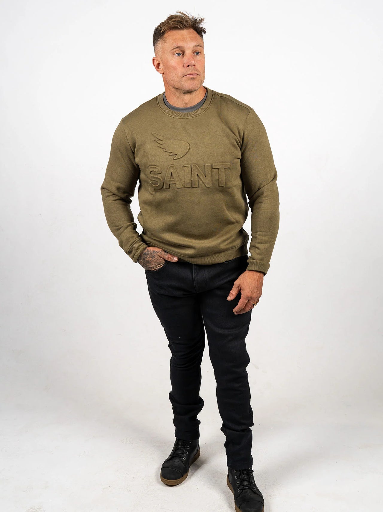 Embossed Cotton Tencel Crew