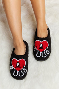 Thumbnail for Melody Love Heart Print Plush Slippers