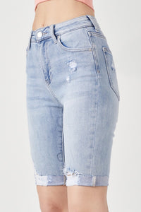 Thumbnail for RISEN High Rise Distressed Denim Bermuda Shorts