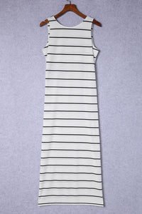 Thumbnail for Striped Slit Sleeveless Maxi Dress