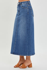 Thumbnail for RISEN High Rise Back Slit Denim Skirt