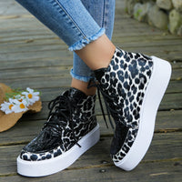 Thumbnail for PU Leather Leopard Platform Sneakers